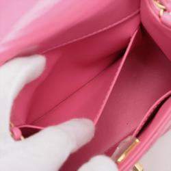 Pre Owned Chanel Pink Mini Square Classic Lambskin Single Flap