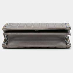 Pre Owned Chanel Grey Small Lambskin Chocolate Bar CC Piercing Studded Chain Flap