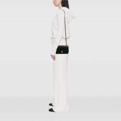 Pre Owned Chanel Black Mini Rectangular Classic Calfskin Pixel Effect Single Flap