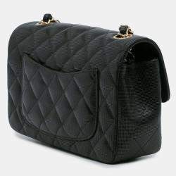 Pre Owned Chanel Black Mini Rectangular Classic Calfskin Pixel Effect Single Flap