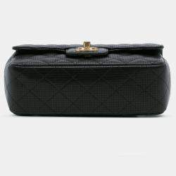 Pre Owned Chanel Black Mini Rectangular Classic Calfskin Pixel Effect Single Flap