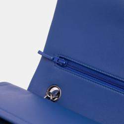 Pre Owned Chanel Blue Jumbo Classic Patent Double Flap