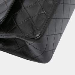 Pre Owned Chanel Black Small Classic Lambskin Double Flap