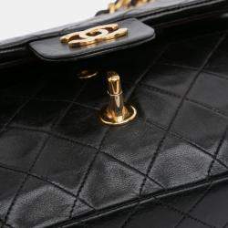 Pre Owned Chanel Black Small Classic Lambskin Double Flap