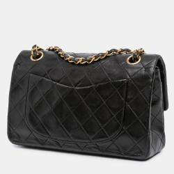 Pre Owned Chanel Black Small Classic Lambskin Double Flap