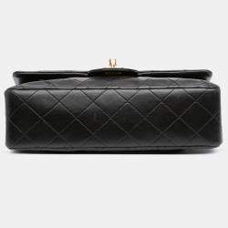 Pre Owned Chanel Black Small Classic Lambskin Double Flap