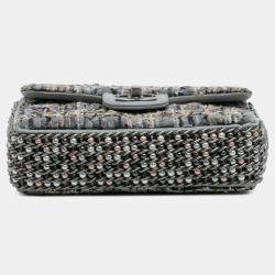 Pre Owned Chanel Grey Mini Quilted Tweed River of Pearls Flap