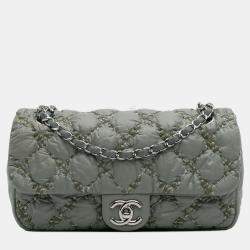 Pre Owned Chanel Paris-Byzance Bubble Accordion Flap Nylon Tweed Shoulder Bag