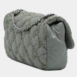 Pre Owned Chanel Paris-Byzance Bubble Accordion Flap Nylon Tweed Shoulder Bag