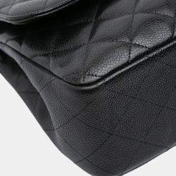 Pre Owned Chanel Black Jumbo Classic Caviar Double Flap