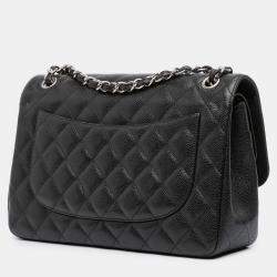 Pre Owned Chanel Black Jumbo Classic Caviar Double Flap