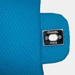 Pre Owned Chanel Blue/Yellow Medium Quilted Perforated Jersey Single Flap