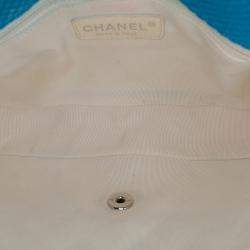 Pre Owned Chanel Blue/Yellow Medium Quilted Perforated Jersey Single Flap