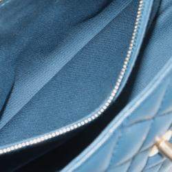 Pre Owned Chanel Blue Medium Quilted Caviar Coco Top Handle Bag