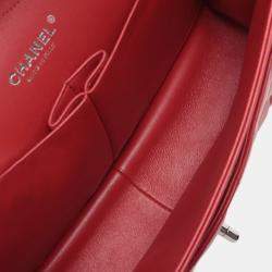 Pre Owned Chanel Red Jumbo Classic Lambskin Double Flap