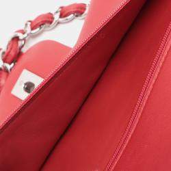 Pre Owned Chanel Red Jumbo Classic Lambskin Double Flap