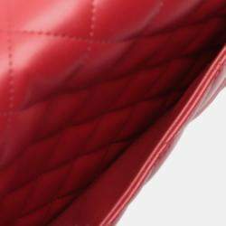 Pre Owned Chanel Red Jumbo Classic Lambskin Double Flap