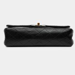 Pre Owned Chanel Black Medium Classic Lambskin Double Flap