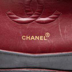 Pre Owned Chanel Black Medium Classic Lambskin Double Flap