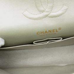 Pre Owned Chanel Gold Medium Classic Iridescent Lambskin Double Flap