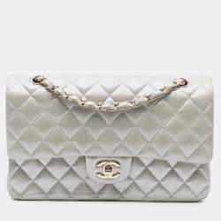 Pre Owned Chanel Gold Medium Classic Iridescent Lambskin Double Flap