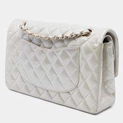 Pre Owned Chanel Gold Medium Classic Iridescent Lambskin Double Flap