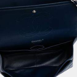 Pre Owned Chanel Navy Blue Jumbo Classic Lambskin Double Flap