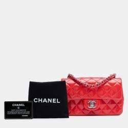 Pre Owned Chanel Red Mini Rectangular Classic Patent Single Flap