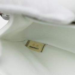 Pre Owned Chanel White Medium Classic Lambskin Double Flap