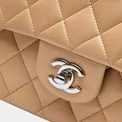 Pre Owned Chanel Brown Medium Classic Lambskin Double Flap