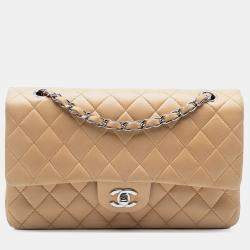 Pre Owned Chanel Brown Medium Classic Lambskin Double Flap
