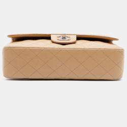 Pre Owned Chanel Brown Medium Classic Lambskin Double Flap