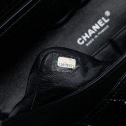 Pre Owned Chanel Black Medium Classic Patent Double Flap