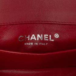 Pre Owned Chanel Red Extra Mini Rectangular Classic Patent Single Flap