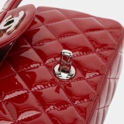 Pre Owned Chanel Red Extra Mini Rectangular Classic Patent Single Flap