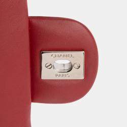 Pre Owned Chanel Red Extra Mini Rectangular Classic Patent Single Flap