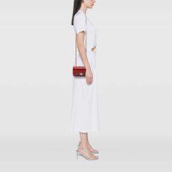 Pre Owned Chanel Red Extra Mini Rectangular Classic Patent Single Flap