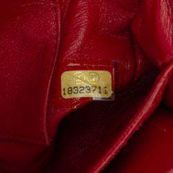 Pre Owned Chanel Red Extra Mini Rectangular Classic Patent Single Flap