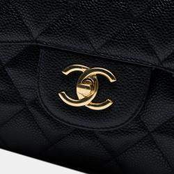 Pre Owned Chanel Black Jumbo Classic Caviar Double Flap