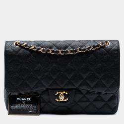 Pre Owned Chanel Black Jumbo Classic Caviar Double Flap