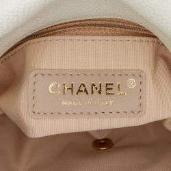 Pre Owned Chanel White Small Quilted Caviar Chain Melody Flap