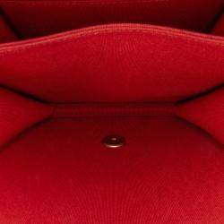 Pre Owned Chanel Red Quilted Caviar North South Boy Flap