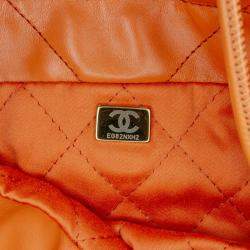 Pre Owned Chanel Orange Mini Shiny Calfskin 22 Handbag