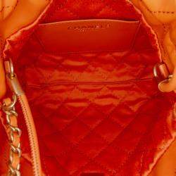 Pre Owned Chanel Orange Mini Shiny Calfskin 22 Handbag