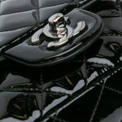 Pre Owned Chanel Black Mini Square Classic Patent Single Flap