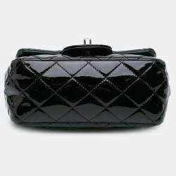 Pre Owned Chanel Black Mini Square Classic Patent Single Flap