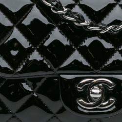 Pre Owned Chanel Black Mini Square Classic Patent Single Flap