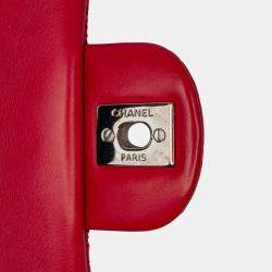 Pre Owned Chanel Red Medium Perforated Lambskin Punch Flap