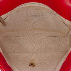 Pre Owned Chanel Red Medium Perforated Lambskin Punch Flap