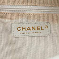 Pre Owned Chanel White CC Quilted Caviar Bowling Bag